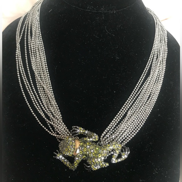 Alexis Bittar Frog necklace with olive color crystals in...